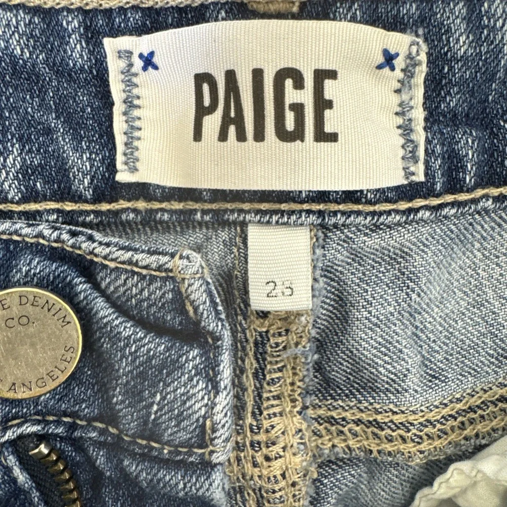 Paige Jimmy Jimmy Skinny Denim Shorts Medium Wash Raw Hem‎ Size 28